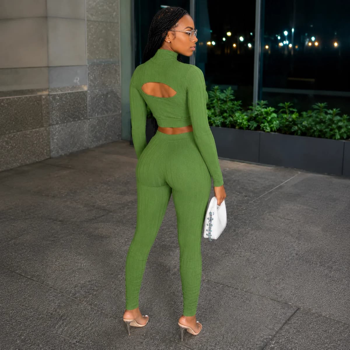 Ribbed Cut-Out Two-Piece Legging Set (Pre-Order)
