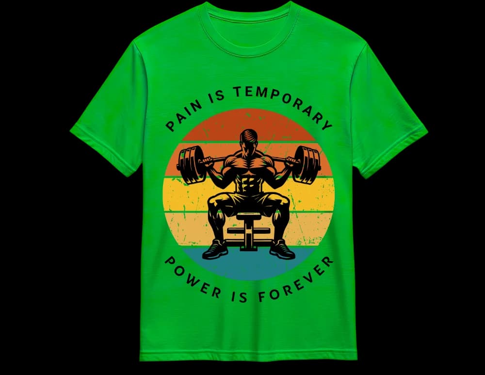 Green Pain Is Temporary gym t-shirt — vintage lifter graphic