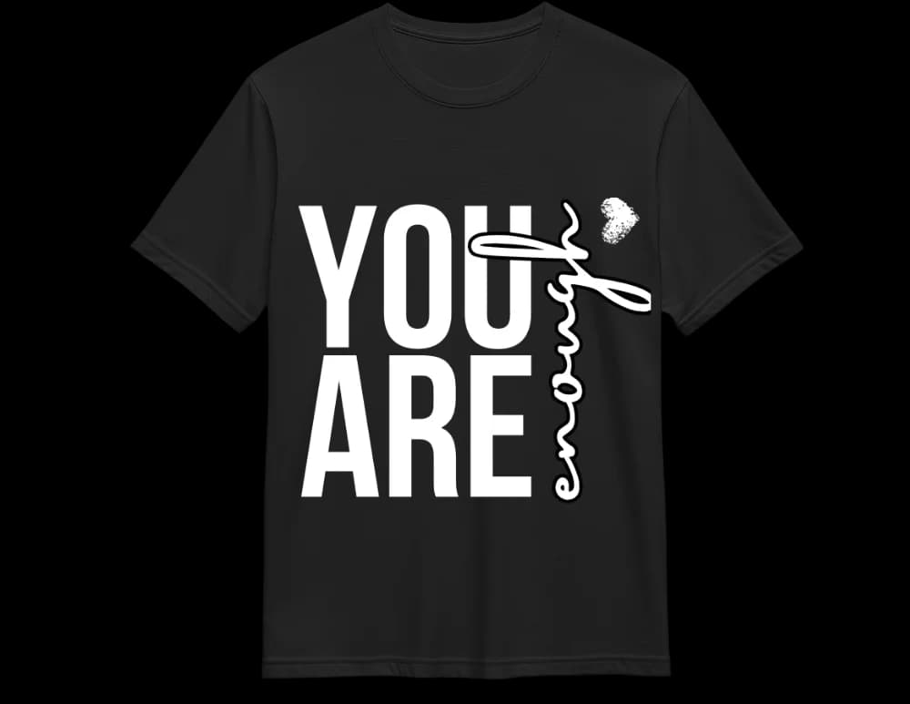 Black You Are Enough tee — bold red type and handwritten script