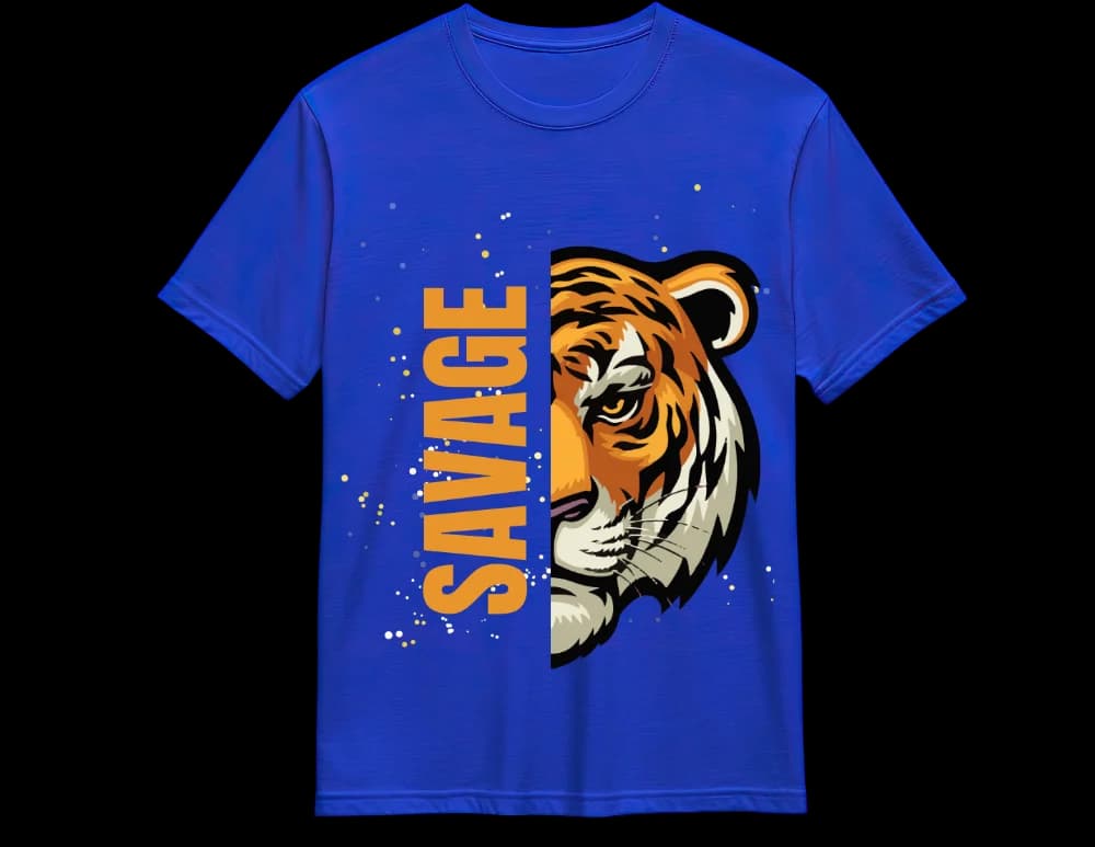 Blue Savage tiger tee — minimalist tiger graphic, custom NJ print